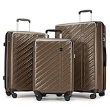 GinzaTravel 3-piece suitcase Set, pure PP hardshell suitcase with TSA lock, universal wheel and friction resistant, available in 20-inch, 24-inch and 28-inch luggage sets（Bronze）