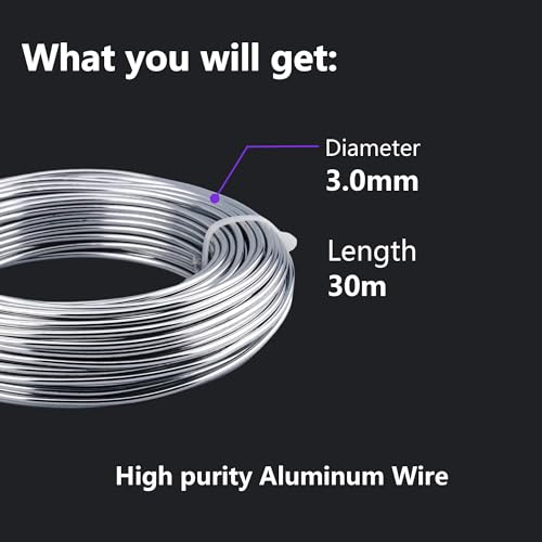 ZDLSDL Aluminium Wire, 3 mm x 30 m, Polished, 10 Gauge, 300 grams, Craft Wire for Handmade Craft Projects - Image 2