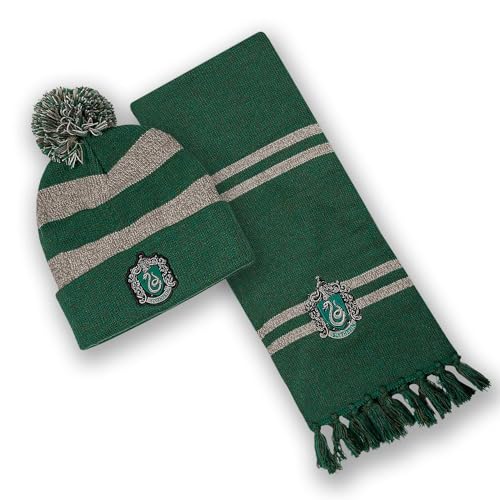 Gorro y bufanda de Slytherin de Harry Potter para adultos en color verde