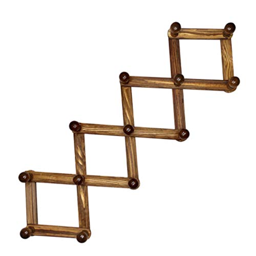 Expandable Coat Rack Wall Mount，Accordion Style 13 Pegs Wood Hook for Hanging Door，Hat，Cap，Handbag