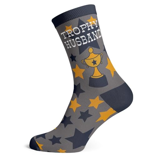 Trophy Husband Socks, Funny Novelty Crew, Cotton, Gift for Men & Women, Unique Design, Comfortable & Stylish