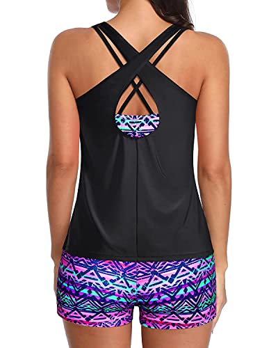 Image of Holipick 3 Piece Tankini Swimsuits for Women Tummy Control Bathing Suits Swim Tank Top with Bra Boy Shorts Teen Swimwear 2026