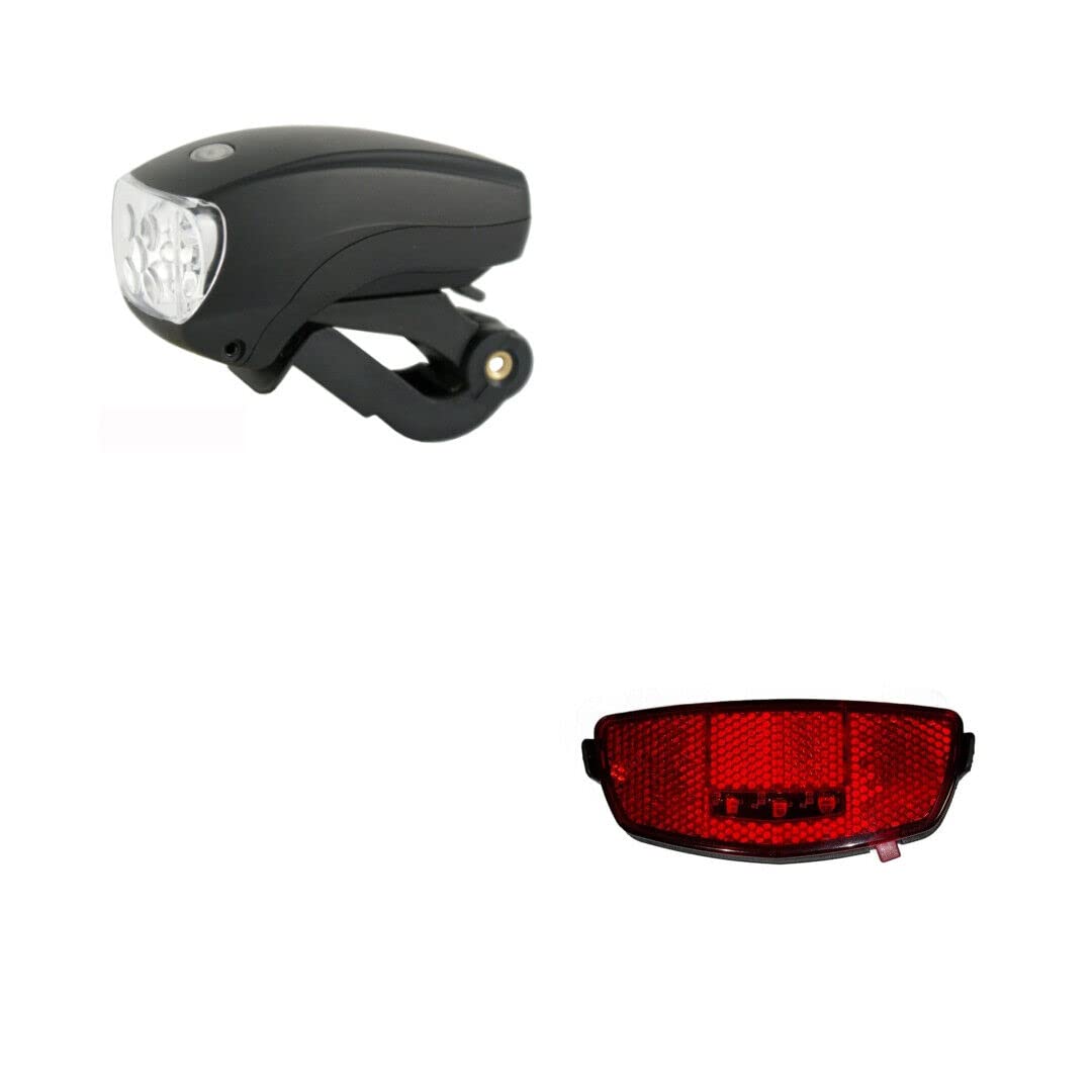 MADICKS Fanalino Luce Anteriore + Fanalino Luce Posteriore Bici LED Universale Bicicletta- Citybike - Olanda Fanale Riflettente Impermeabile - Avvertimento di Sicurezza - Attacco al Portapacchi