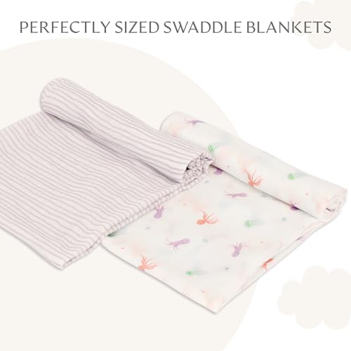 Image of Muslin Baby Swaddle - Breathable Receiving Blankets for Newborn Baby, 70% Viscose derived from Bamboo, 30% Spandex, Imported