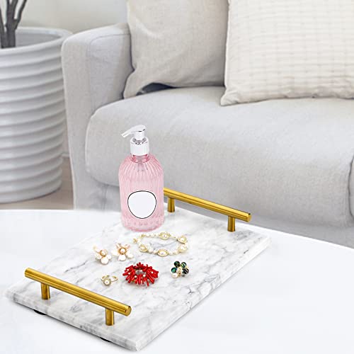 Deayou DE-WHITEMARBLETRAY-GOLDH-12IN Marble Tray With Gold Handles thumb #7