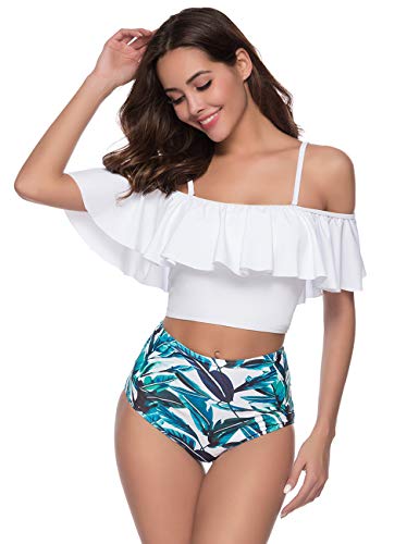 Aibrou Bikini Mujer Conjunto Sexy Cabestro Cuello Bañador Cuello en V, Traje De Baño Push up con Relleno,Ropa de Baño 2 Piezas Verano para Mujer y Chica S-XL