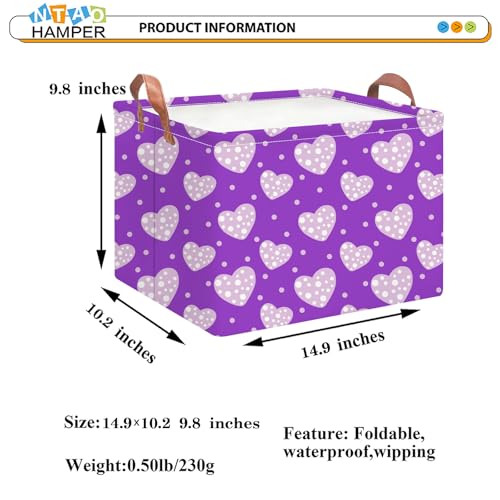 Image of NTAOHAMPER Children's Day Gifts Father Purple Love Fabric Storage Basket Empty with Handles, Books Box, Baby Shower Baptism Lovely Storage24L(Purple Love)