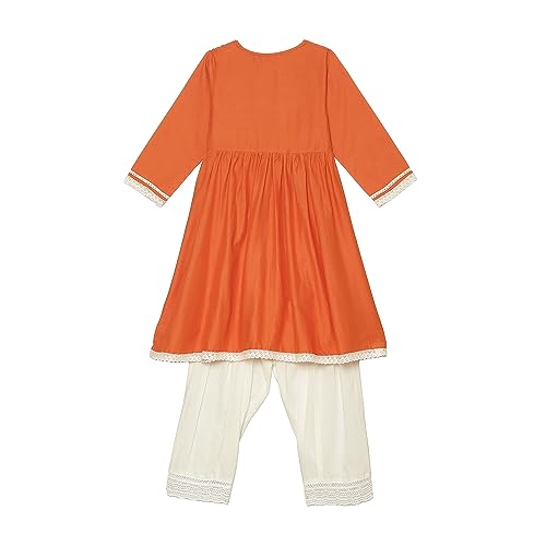 Image of BIBA Cotton Solid Gathered Semi-Formal Kurta With Salwar