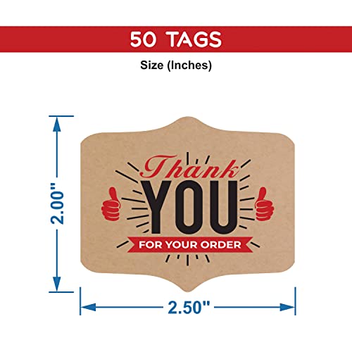 Image of Clickedin - Craft Paper Thank You Tags for Packaging with String 50 Pcs