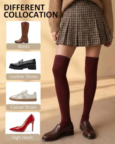 Image of Chalier Womens Thigh High Socks, Thigh Socks Stockings for Women