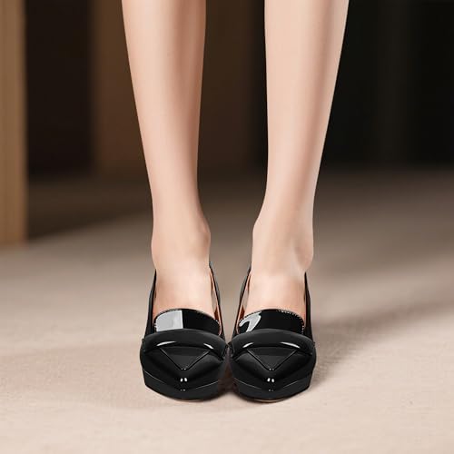 Women's Slingback High Heel Pointed Toe Platform Pumps Buckle Strap Patent Leather Dress Shoes4