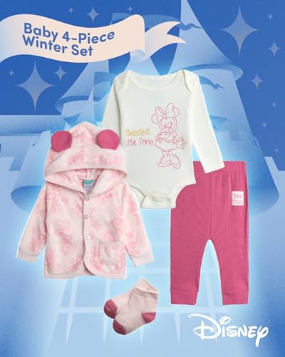 Disney Baby Boys and Girls Take Me Home Set - 4 Piece Unisex Infant Bodysuit, Hooded Jacket, Pants, and Socks (Sizes: 0-9M)2