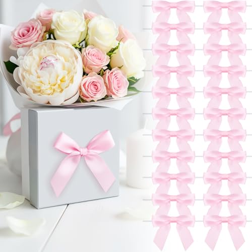 Luceinvita 3.5" Baby Pink Satin Ribbon Bows (50 Packs)