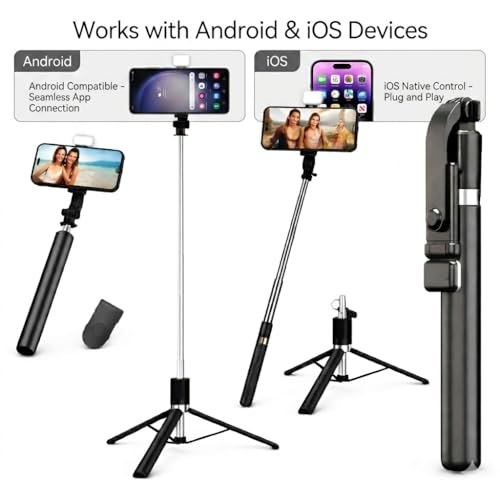 Image of NEW 2026 Tripod Stand for Phone 170 CM | 67 Inch Selfie Stick for Mobile |Multi-Functional Bluetooth Long Selfie Stick for Travel,Vlogging,Compatible with iPhone and All Smartphones