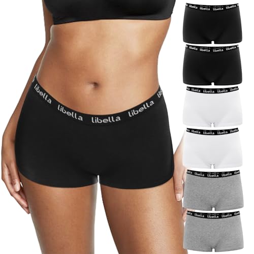 Lot De 4 Boxer Femme Coton Taille Haute – Shorty Confortable 100% Coton Entrejambe, Culotte Short Anti-Marques