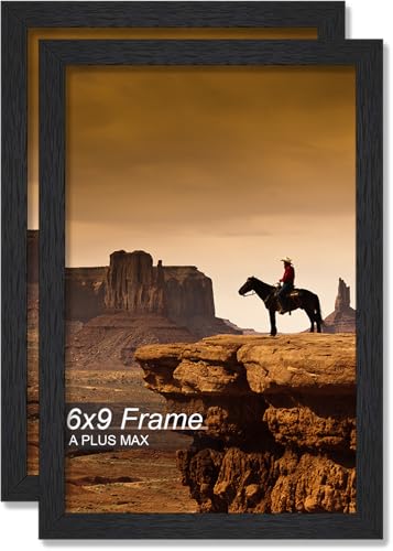 6x9 Picture Frame Set of 2 Black Light Weight Tabletop and Wall Mount