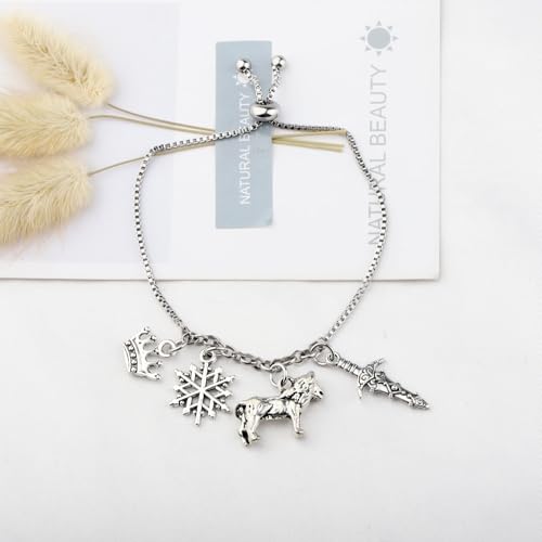 UJIMS Fantasy Novel Gift Fantasy Charm Bracelet King Queen Gifts Bookish Gift Literary Book Lover Gifts3