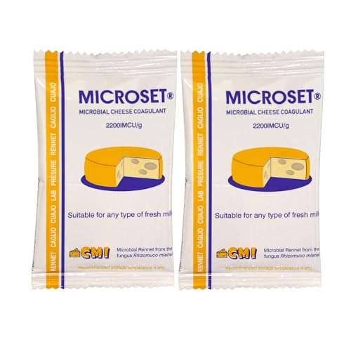 Paquete de 2 unidades de 7 g de mezcla microbiana de cuajo de queso coagulante microset utiliza un sobre de 7 g para 30 litros de leche | Cuajo Caglio Presüre Lab
