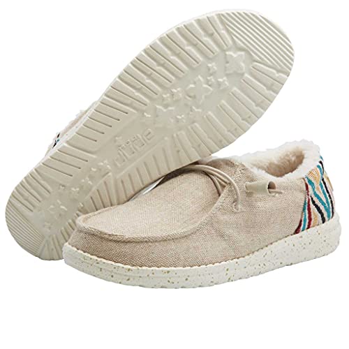 Image of HEYDUDE Women's Wendy Funk Wool Beige Size 5 | Women's Shoes | Women's Lace Up Loafers | Comfortable & Light-Weight