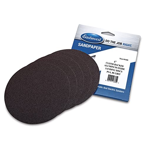 Eastwood 6 Inch Aluminum Oxide Cloth Backed PSA Sandpaper - 5 Pack - 80 Grit