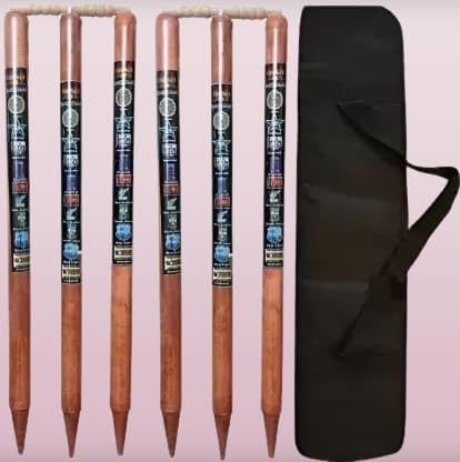 Hyper@ 6 Wooden Stumps & 4 Bails (Wicket Set) with Cover- (Brown) (B0CP9SDW3Q) Amazon Price History, Amazon Price Tracker