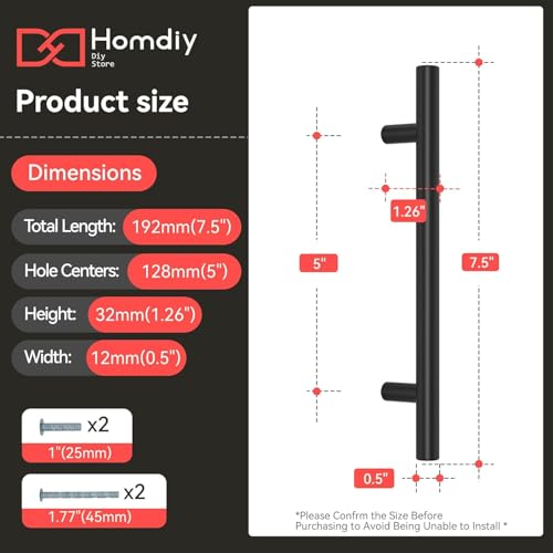 Image of homdiy 2Pack 5in Cabinet Handles Black Kitchen Cabinet Pulls Drawer Pulls for Dresser Drawers