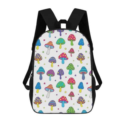 Compact Anti-Theft Urban Backpack for City Travel, Lightweight Secure Daypack for Men & Women, Sightseeing, Mushroom Bookbag