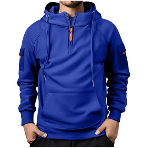 Mens Tactical Sweatshirt Quarter Zipper Hoodie Pullover Tops with Multi Pockets Dressy Casual Fashion Vintage 20254