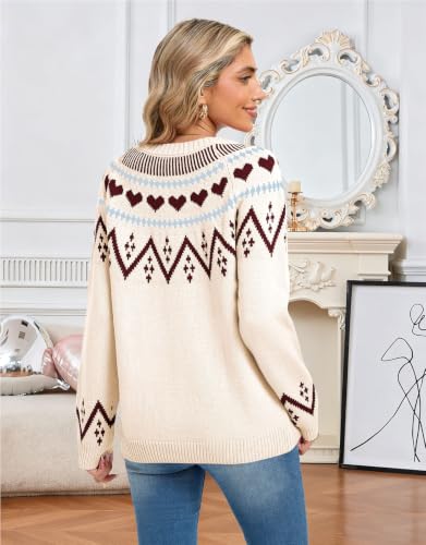 Image of Women's Vintage Fair Isle Pullover Sweater Lightweight Knit Tops