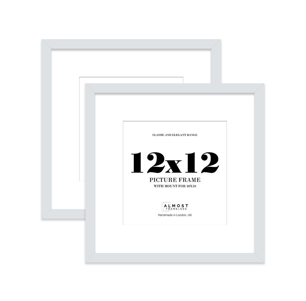 12x12 Light Grey Picture Frame with Mount for 10x10 Photos, Prints - Modern Square Wall Frame, Set of 2
