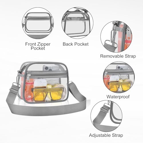 Image of Clear Bag for Stadium Events Clear Sports Fan Handbags Purses with Adjustbale Strap for Concerts Festivals Game Day