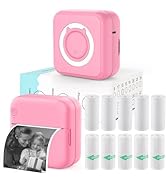 HUIJUTCHEN Inkless Mini Thermal Pocket Printer, Wireless Mini Sticker Printer with 10 Rolls Therm...