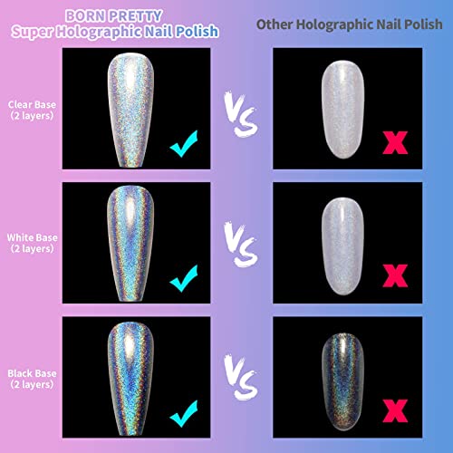 Born Pretty Glitzer Nagellack, Nagellack Holographic Glitter Regenbogen Shining Glitter Super Shine Nail Art Polish… – Bild 4