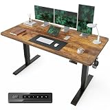 CubiCubi 55 x 28 Large Standing Desk, Height Adjustable Electric Computer Desk, 28" Deep Desktop, Sit Stand up Home Office Workstations with 4 Preset Heights, Rustic Brown