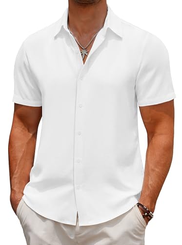 COOFANDY Men's Casual Button Down Short Sleeve Shirts Summer Beac...