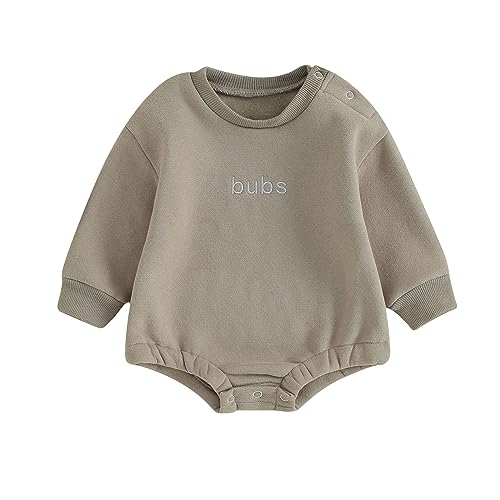 Image of VISGOGO Newborn Infant Baby Boy Girls Oversized Romper Little Dude Sweater Onesie Coming Home Outfit Neutral Clothes