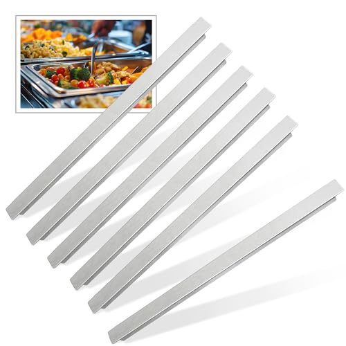 6 Pcs Stainless Steel Adaptor 12 Inch Metal Table Adapter Bar Long Divider for Hotel Restaurant Catering Home Commercial Food Service Accessories