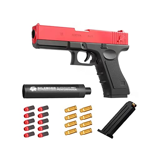 Toy Gun with Soft Bullets, Toy Guns That Look Real, Safe Soft Bullet Gun, 1: 1 Real Dimensions Shell Ejecting Toy Gun, Great for Boys and Girls (Red)