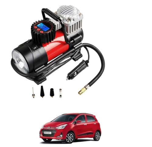 Auto Addict 12V DC Portable Air Compressor Pump, Digital Tire Inflator for Grand i10(2014-2019)