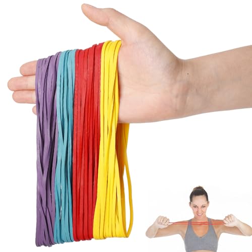 Image of 120Pcs 4 Colors 7 inchL x 0.12 inchW Large Thick Rubber Bands, Office Supplies