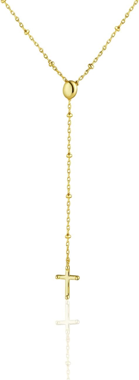 14k Gold/Silver Cross Necklace，Dainty Infinity Circle Cross Pendant Religious Necklace，Jewelry Gifts for Girls Women Birthday Mothers Day