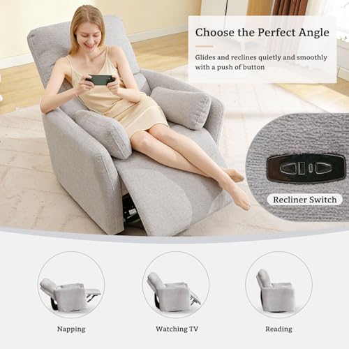 Sillón reclinable giratorio gris en gamuza miniatura 4