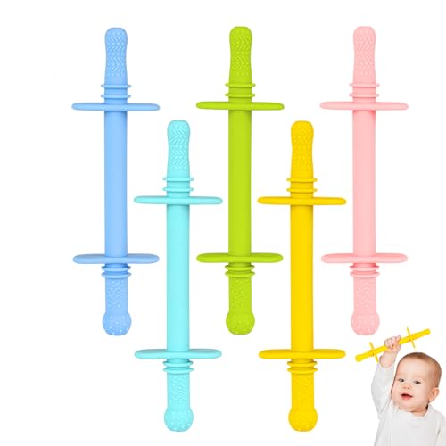 Image of Fu Store Hollow Teether Tube Chew Straw Toy for Infant Toddlers Silicone Tubes Teething Toys for Babies 3-12 Months BPA Free/Freezable/Dishwasher and Refrigerator Safe (5 Pack)