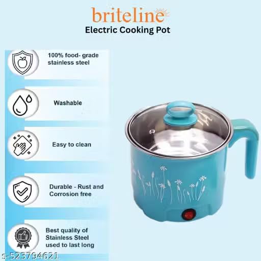 Image of Electric Mini Cooking Pot with Glass Lid & Handle, Multi-Purpose Portable Electric Kettle for Boiling Noodles Soup Milk Tea Eggs, Compact Travel Hot Pot for Home Hostel Office Use