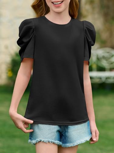 Image of Imily Bela Kids Girls Puff Short Sleeve T Shirts 5-14 Years | Summer, Casual, Crewneck, Fashion Tops