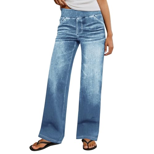 Pantalon large pour femme avec coupe droite intemporelle en jean