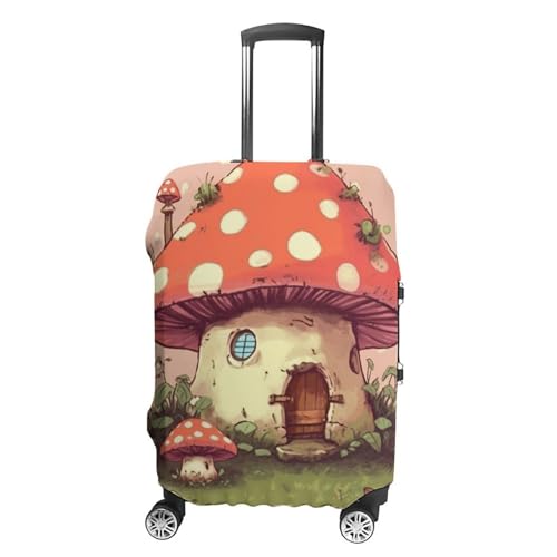 Cute Mushroom House Luggage Cover, Washable Elastic Suitcase Cover Protector Fit 18-32 Inch Luggage