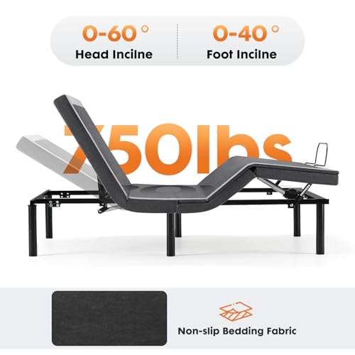 image for Sweetcrispy Full Adjustable Bed Frame, Ergonomic Electric Bed Base wit