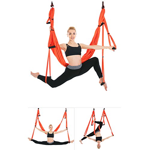 Juego de hamaca de yoga para ejercicios de inversión de yoga antigravedad, naranja