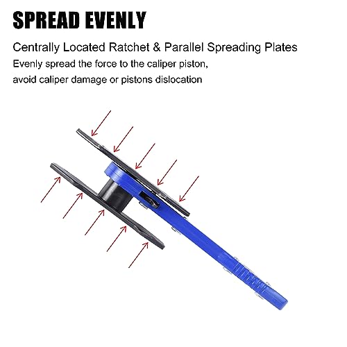 JIFETOR Brake Caliper Press Tool, 360 Degree Swing Ratchet Expander Wrench Car Wheel Piston Spreader with Extra 4PCS Large Plates for Single Twin Quad Sextuplet Piston Disc Brake Caliper - Thumbnail 4